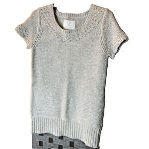 American Eagle AEO Gray Knit Short Sleeve Wool Blend Sweater Size Medium
